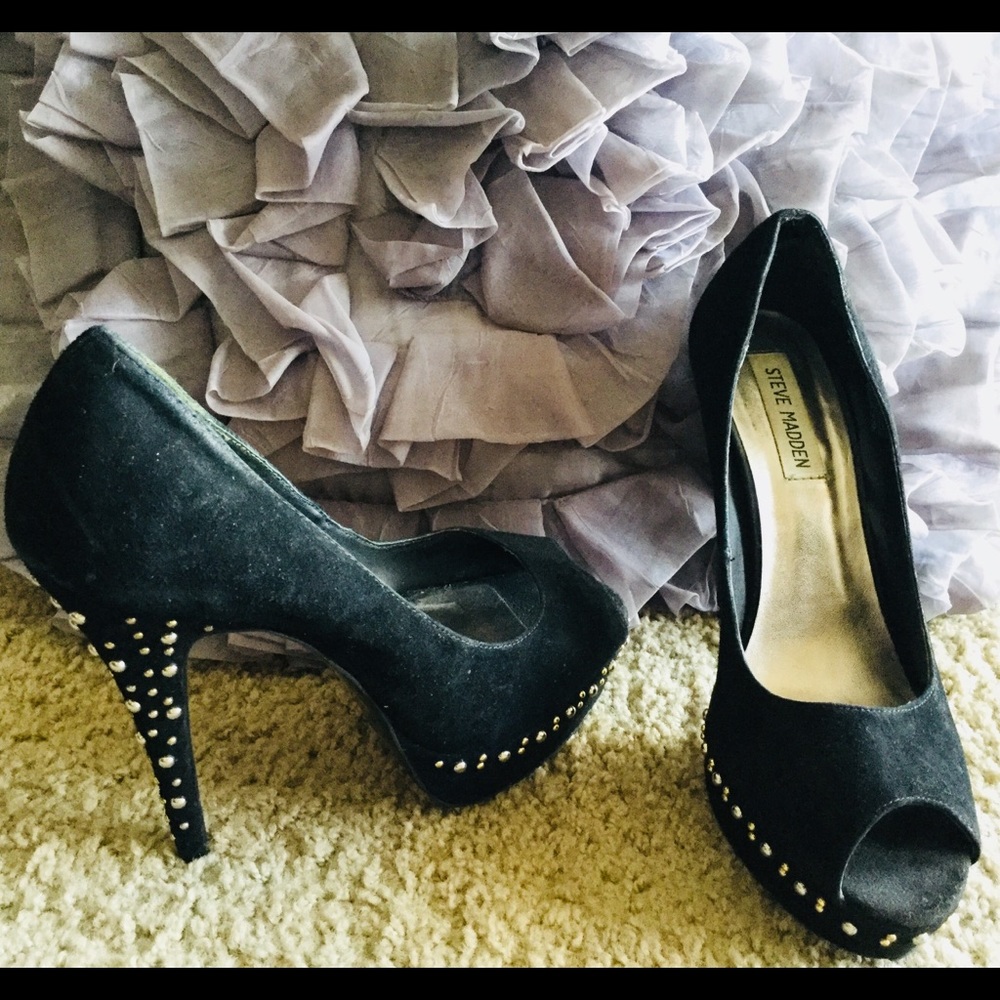 Steve Madden Tobin Suede Studded Open-Toe Pump - image 1